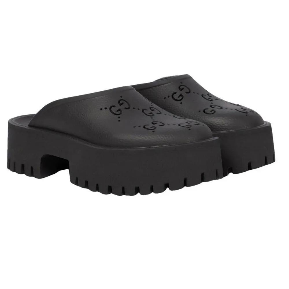 Gucci Black Rubber Clogs